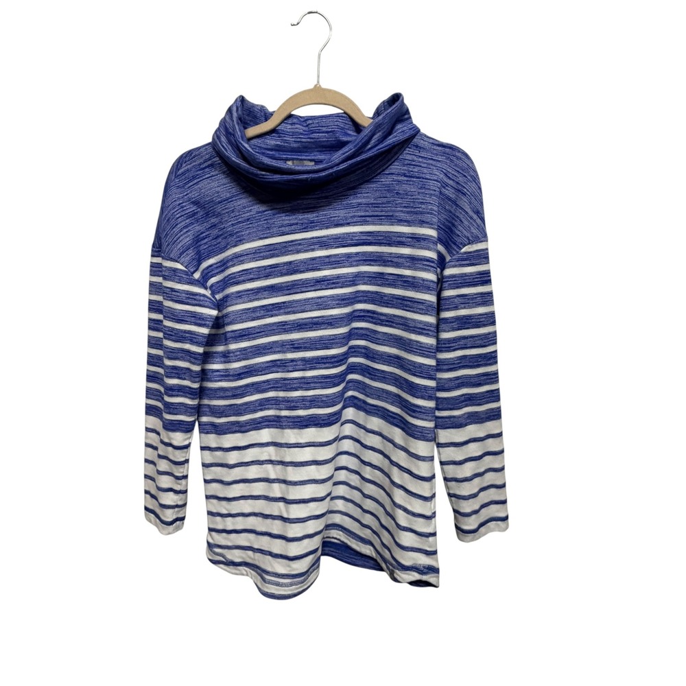 Talbots Women's S Blue White Striped Cowl Neck Tunic Pullover Coastal Top